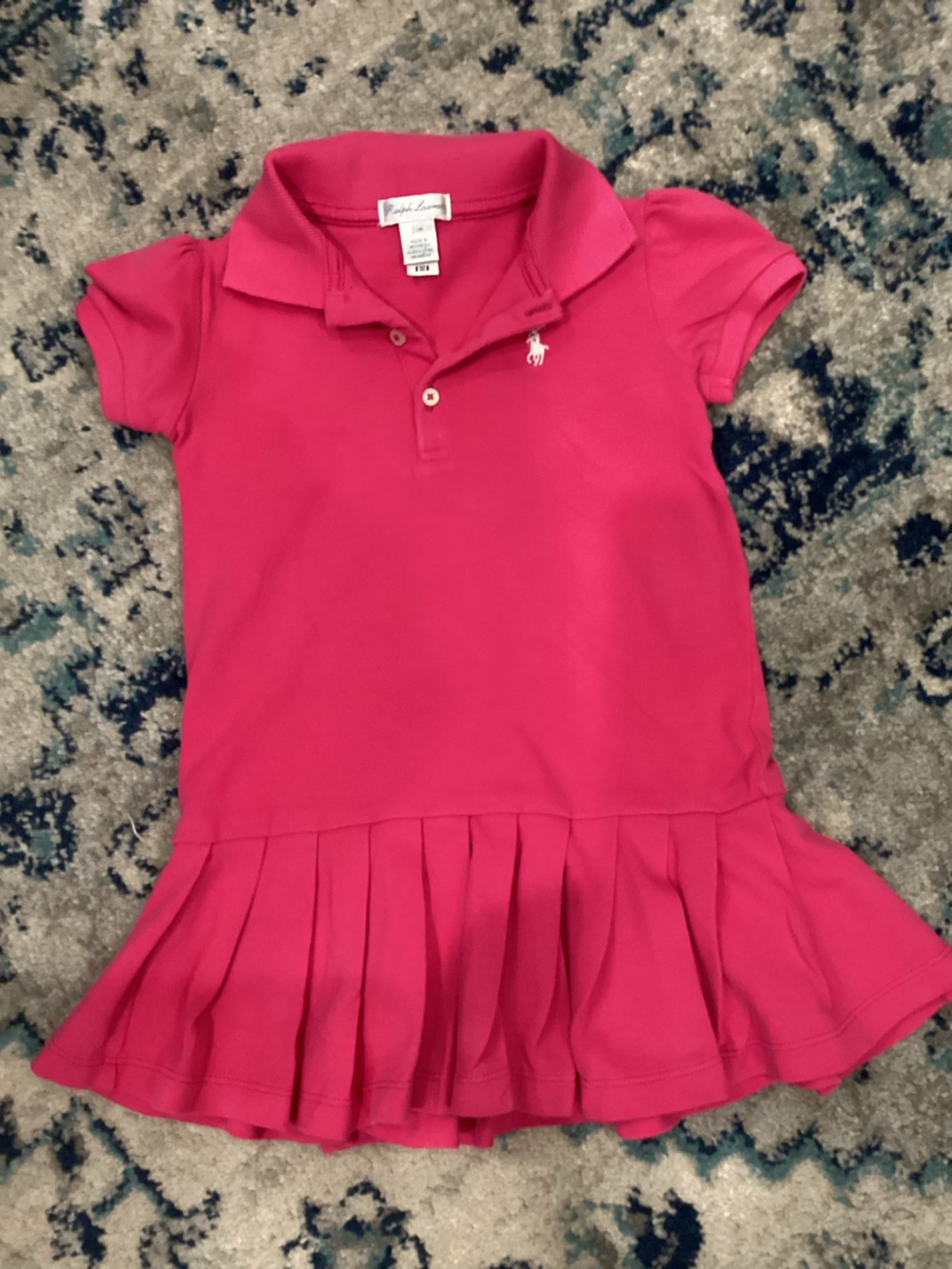 Kids Ralph Lauren Hot Pink Polo dress no matching bottoms with Pleated Hem